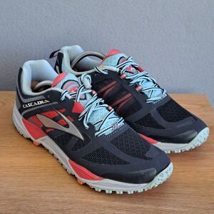 Brooks Women's 9.5 Cascadia 11 Trail Running Shoes Gray Blue Red Silver